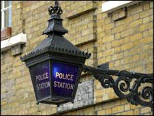 Police lamp outside police station