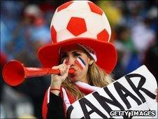 Paraguay fan with vuvuzela