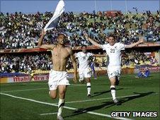 The All Whites celebrate a goal