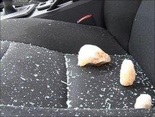 Ice in damaged Volvo