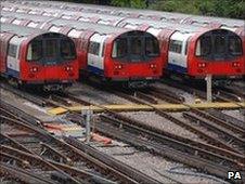 Tube trains in a depot