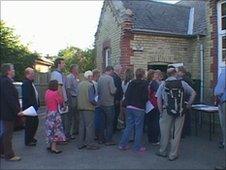 Villagers going to meeting in Hauxton