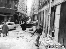 Bombed out street in Algiers 1962