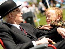 Lt Col Frank Saunders and five-year-old Jake Donald. Pic by MoD