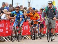 Riders cross the finishing line