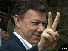 Juan Manuel Santos after casting his vote