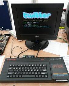 ZX Spectrum running Twitter, photo by Pixelh8