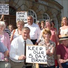 Protest at Llanfair Caereinion NatWest