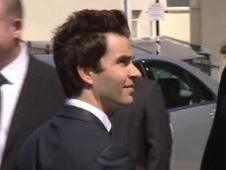 Sterophonics singer Kelly Jones arriving at Stuart Cable's funeral