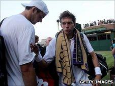 John Isner and Nicolas Mahut at Wimbledon