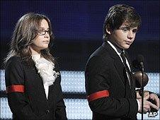 Paris and Prince Michael Jackson II at the Grammy Awards