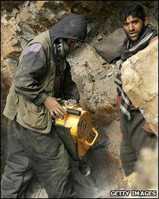 Miners drilling in Afghanistan