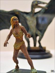 A tiny model of Raquel Welch from the film One Million Years BC