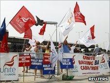Unite cabin crew picket line