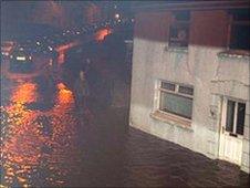 Flooding at Bryngwyn Road, Dafen, Llanelli, Carmarthenshire