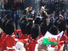 Regiments saluted Prince Charles as they marched passed him