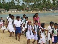 Schoolchildren and teachers, Arugam - June 2010