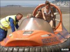 Two women from Bristol in the rescue hovercraft