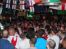 England fans watch the game in Walkabout, Birmingham