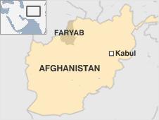 Map of Afghanistan showing Faryab province