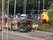 The air ambulance on the A329 Bracknell