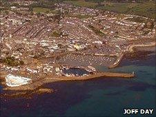 Penzance's South Pier from the air