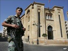 Armed Soldier at the Lebanese Parliament (file)