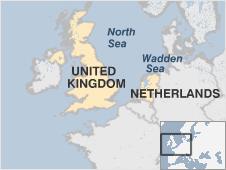 Map showing location of Wadden Sea (Image: BBC)