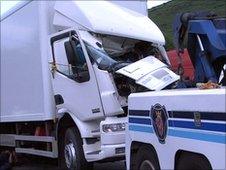 The lorry which struck the officers was recovered in the Irish Republic