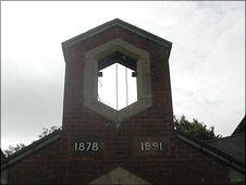 The tower in which the bell was held at St Bride's Church in Old Trafford