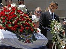 President Barack Obama speaks during a memorial service for Senator Robert Byrd, 2 July