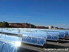 Solar troughs at a power plant built by Abenoga Solar (Picture from Agbenolasolar.com)