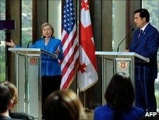 Hillary Clinton and Mikhail Saakashvili