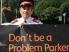 One of the new-looking parking enforcement officers in Cardiff