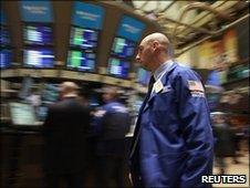 Trader on the floor of the New York Stock Exchange