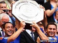 Chelsea celebrate winning the Community Shield in 2009