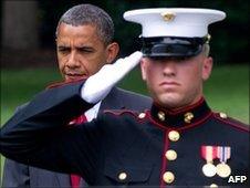 President Obama and a US marine