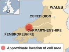 Map of cull areas