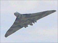 Vulcan bomber flying over Yeovilton airbase