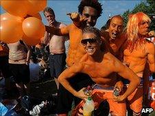 Dutch fans painted orange