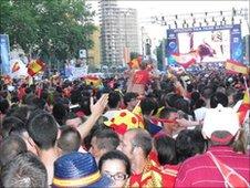Fans watch match on giant screen in Madrid