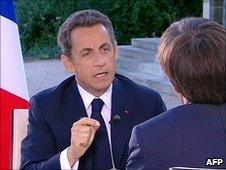 Nicolas Sarkozy interviewed on French TV channel France 2