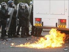 Petrol bomb thrown at police