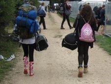 Girls arrive at Leeds