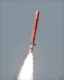 Pakistani ballistic missile Babur or Hatf VII being test fired at an undisclosed location in Pakistan on Thursday, March 22, 2007.