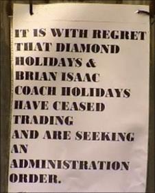 Notice outside Diamond Coach Holidays