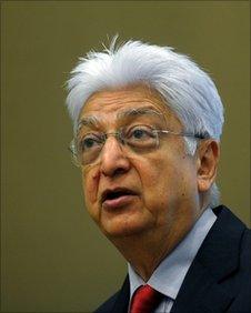 This July 23, 2010 file photo shows the chairman of Indian technology company Wipro Azim Premji announcing company financial results in Bangalore.