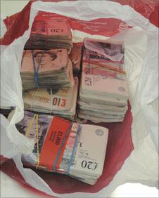 £29,000, which was found in a carrier bag when police stopped Neil Sutemire as part of Operation Thunder