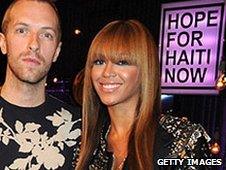 Chris Martin from Coldplay and Beyonce