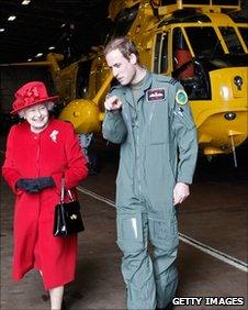 The Queen and Prince William at RAF Valley in Anglesey